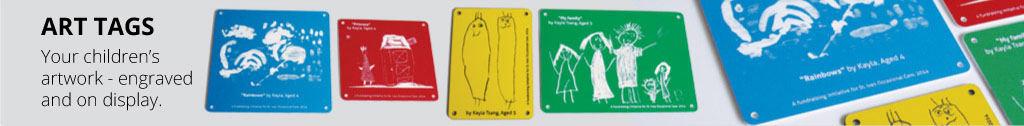 ART TAGS - your children's artwork - engraved and on display